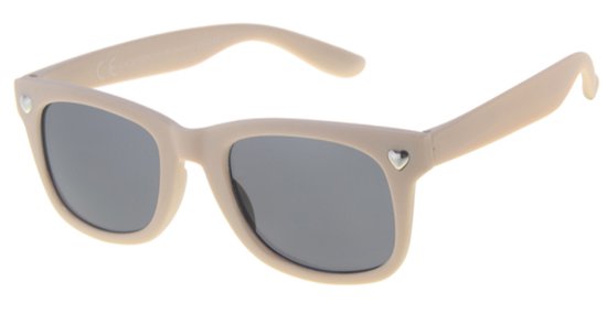Dudes & Dudettes-Kinderzonnebril - UV400 - categorie 3 rechthoekig - beige - hartjes van Dudes & Dudettes