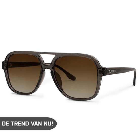 DUTCH'D® - Zonnebril - Heren & Dames - Polarized - Grijs Transparant - Sterk Montuur - Met Case - Gepolariseerd - Auto bril - UV 3 Bescherming