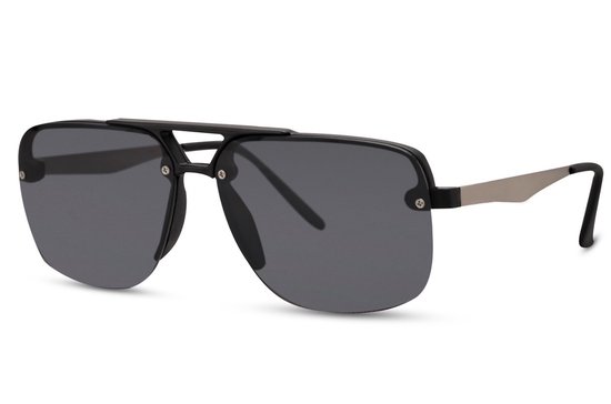 EcoLine - Piloot - Zonnebril - 6580 - Unisex - RVS Zilver - Recycled rPMMA-L - Lens Zwart - 100% UV400 - Cat.3 - Hoesje & Lensdoekje