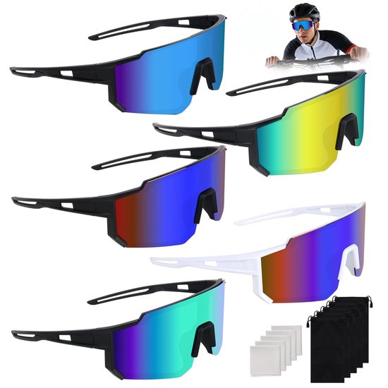 Elzusha - Sport Zonnebrillen Gepolariseerd UV400 Winddicht (5 Stuks)