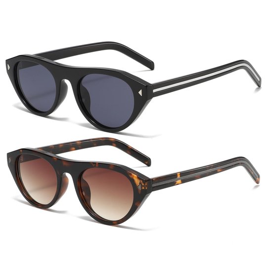 Elzusha - Vintage Cat Eye Zonnebril - Ovaal Retro Model met UV400 Bescherming voor Dames