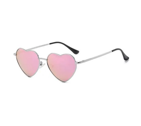 eSpecialz - Hartjes zonnebril - Festival zonnebril - Roze spiegeleffect glazen van Merkloos