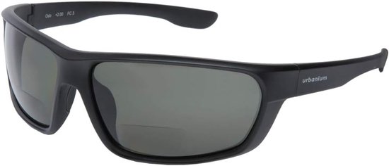 Eyewear Oslo - zonnebril en leesbril (bifocaal) met gepolariseerde glazen in grijs en zwart montuur in verschillende diktes