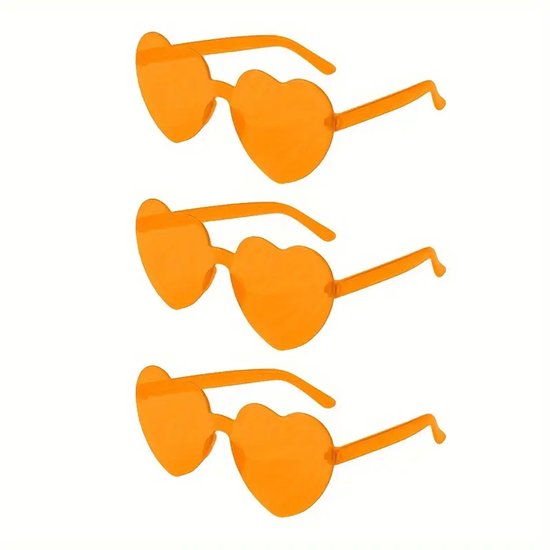 FA-VE Koningsdag Brillen - 3 stuks - Oranje hartjesbril - Kingsday - Koningsdag Accessoires - Zonnebril Oranje - Koningsdag Zonnebril van Merkloos