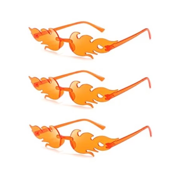 FA-VE Koningsdag Brillen - 3 stuks - Oranje Vlammetjesbril - Kingsday - Koningsdag Accessoires - Zonnebril Vlammen Oranje - Koningsdag Zonnebril van Merkloos