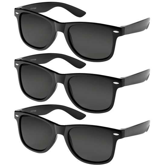 Fako Fashion® - 3x Zonnebril Zwart - Heren Zonnebril - Dames Zonnebril - 3 Stuks - Zwart van Fako Fashion®