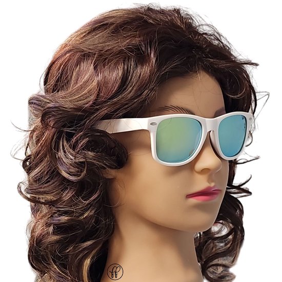 Fako Fashion® - Heren Zonnebril - Dames Zonnebril - Classic - UV400 - Wit Frame - Groen Spiegel van Fako Fashion®