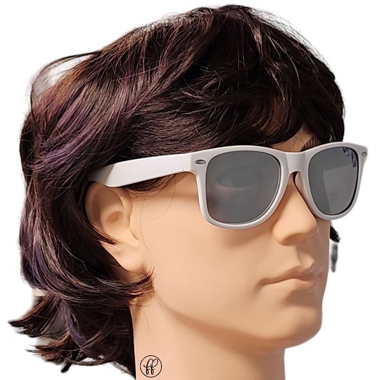 Fako Fashion® - Heren Zonnebril - Dames Zonnebril - Classic - UV400 - Wit Frame - Zilver Spiegel van Fako Fashion®