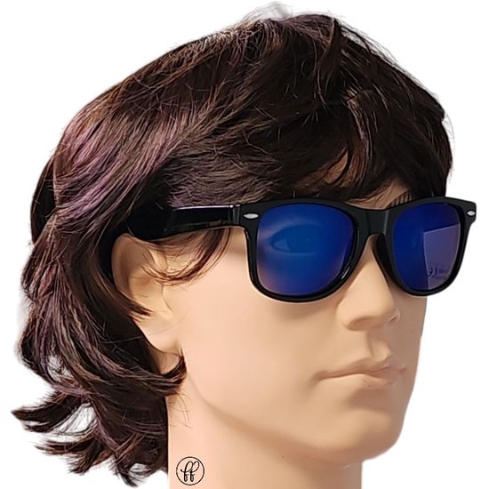 Fako Fashion® - Heren Zonnebril - Dames Zonnebril - UV400 - Zwart - Spiegel Blauw van Fako Fashion®