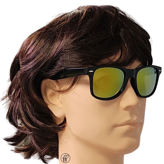 Fako Fashion® - Heren Zonnebril - Dames Zonnebril - UV400 - Zwart - Spiegel Goud van Fako Fashion®