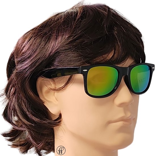 Fako Fashion® - Heren Zonnebril - Dames Zonnebril - UV400 - Zwart - Spiegel Goud/Rood van Fako Fashion®