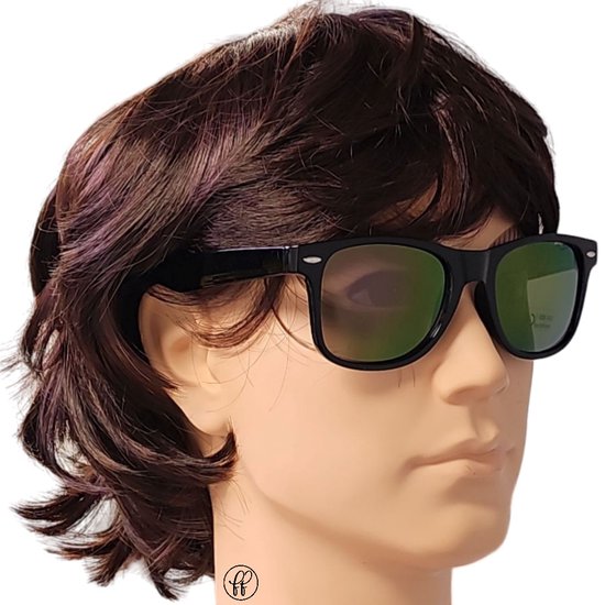 Fako Fashion® - Heren Zonnebril - Dames Zonnebril - UV400 - Zwart - Spiegel Paars van Fako Fashion®