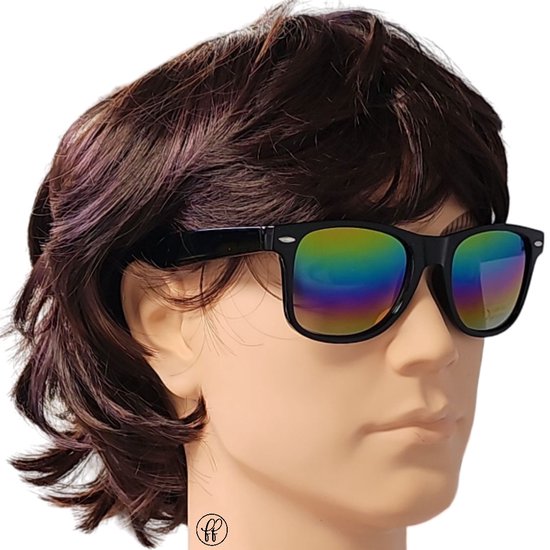 Fako Fashion® - Heren Zonnebril - Dames Zonnebril - UV400 - Zwart - Spiegel Regenboog van Fako Fashion®