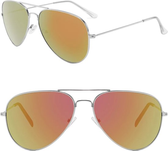 Fako Fashion® - Kinder Pilotenbril - Piloot Zonnebril - Jongens Zonnebril - Meisjes Zonnebril - Zilver - Rood van Fako Fashion®