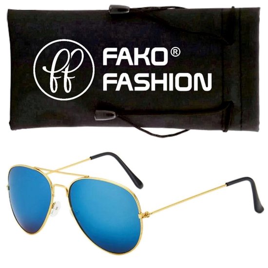 Fako Fashion® - Kinder Pilotenbril - Piloten Zonnebril - Goud - Blauw van Fako Fashion®