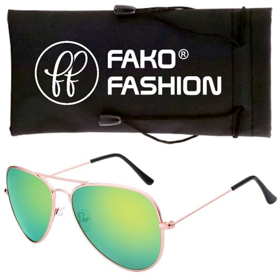 Fako Fashion® - Kinder Pilotenbril - Piloten Zonnebril - Jongens Zonnebril - Meisjes Zonnebril - Rosé Goud - Groen van Fako Fashion®