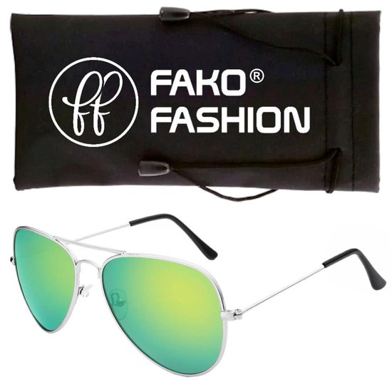 Fako Fashion® - Kinder Pilotenbril - Piloten Zonnebril - Jongens Zonnebril - Meisjes Zonnebril - Zilver - Groen van Fako Fashion®
