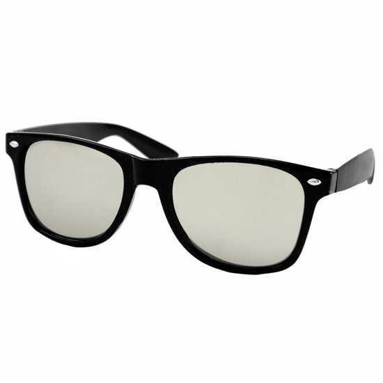 Fako Fashion - Mat Zwarte Zonnebril Met Zilverkleurige Spiegelglazen - Heren Zonnebril - Dames Zonnebril - UV400 - Mat Zwart - Spiegel Zilver