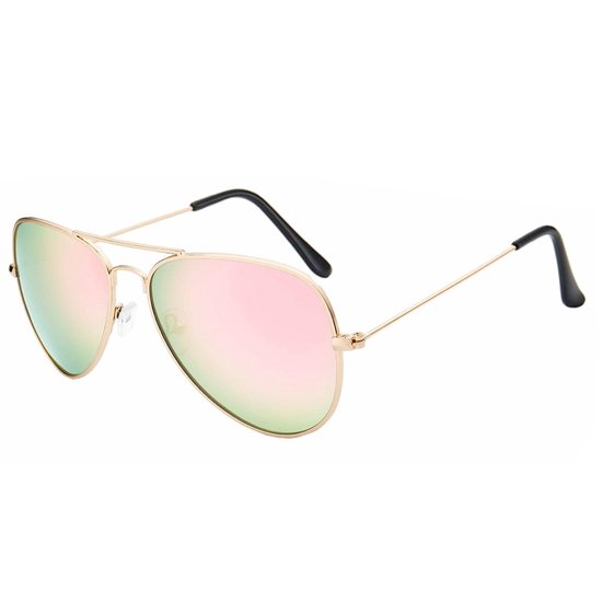 Fako Fashion® - Piloten Zonnebril - Pilotenbril - Piloot Zonnebril - Heren Zonnebril - Dames Zonnebril - Goud - Roze van Fako Fashion®