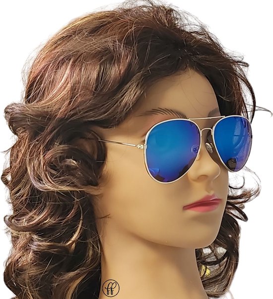 Fako Fashion® - Piloten Zonnebril - Pilotenbril - Piloot Zonnebril - Heren Zonnebril - Dames Zonnebril - Zilver - Blauw van Fako Fashion®