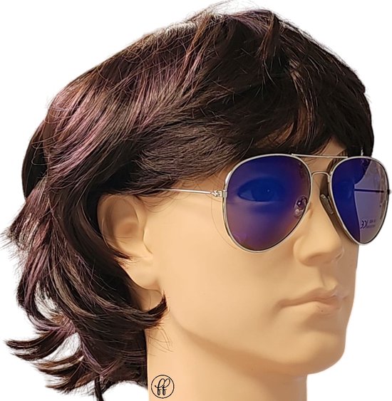 Fako Fashion® - Piloten Zonnebril - Pilotenbril - Piloot Zonnebril - Heren Zonnebril - Dames Zonnebril - Zilver - Donkerblauw van Fako Fashion®