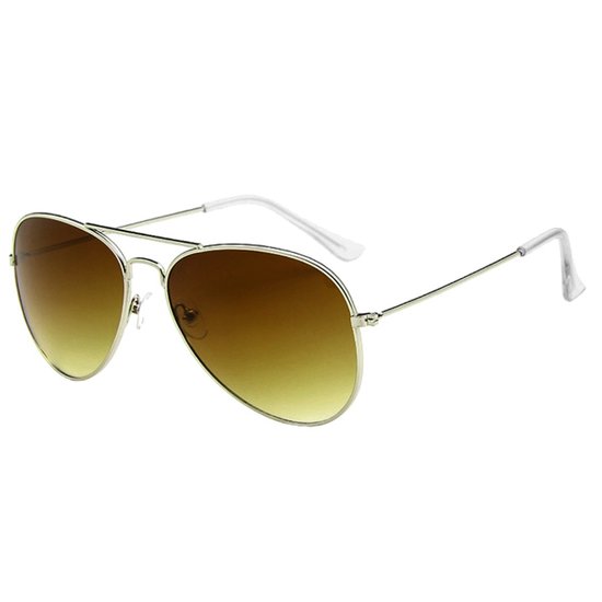 Fako Fashion® - Piloten Zonnebril - Pilotenbril - Piloot Zonnebril - Heren Zonnebril - Dames Zonnebril - Zilver - Lichtbruin van Fako Fashion®