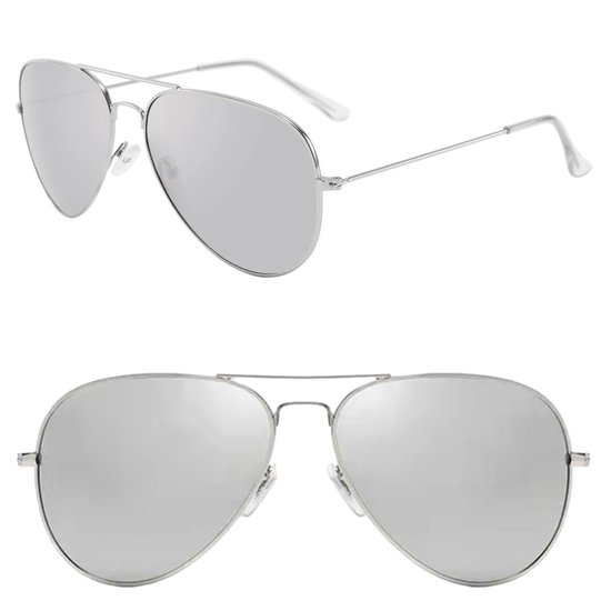 Fako Fashion® - Piloten Zonnebril - Pilotenbril - Piloot Zonnebril - Heren Zonnebril - Dames Zonnebril - Zilver - Zilver van Fako Fashion®