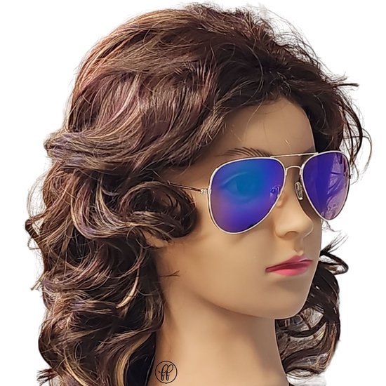 Fako Fashion® - Pilotenbril - Polariserend - Polarized - Piloot Zonnebril - Heren Zonnebril - Dames Zonnebril - Zilver - Blauw/Groen van Fako Fashion®