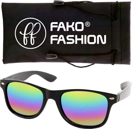 Fako Fashion® - Zonnebril - Zwart - Spiegel Regenboog van Fako Fashion®