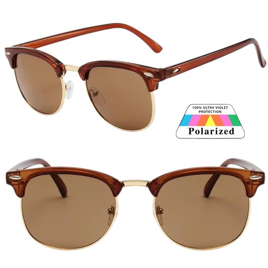 Fako Sunglasses® - Club Style Zonnebril - Polariserend - Dames - Heren - Bruin/Goud - Bruin van Fako Sunglasses®