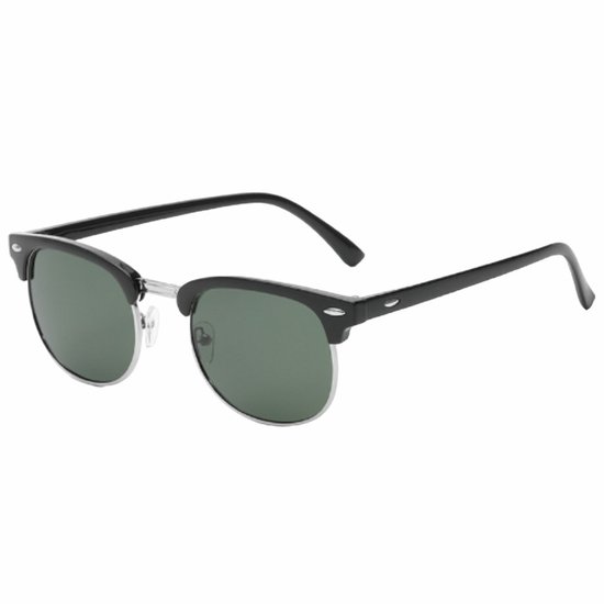 Fako Sunglasses® - Club Style Zonnebril - Polariserend - Dames - Heren - Zwart/Zilver - Donkergroen van Fako Sunglasses®