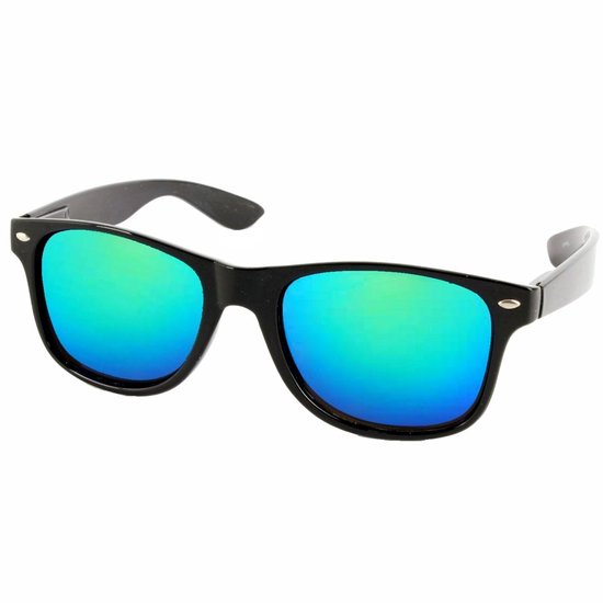 Fako Sunglasses® - Heren Zonnebril - Dames Zonnebril - UV400 - Mat Zwart - Spiegel Blauw/Groen van Fako Sunglasses®