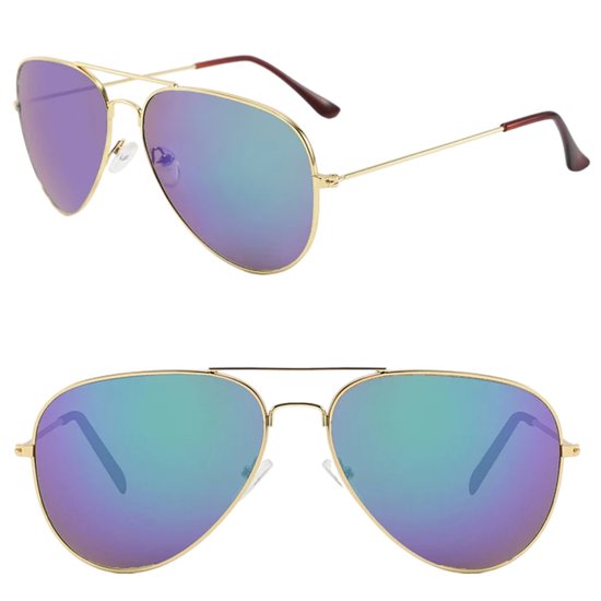 Fako Sunglasses® - Kinder Pilotenbril - Piloot Zonnebril - Jongens Zonnebril - Meisjes Zonnebril - Zilver - Blauw/Groen van Fako Sunglasses®