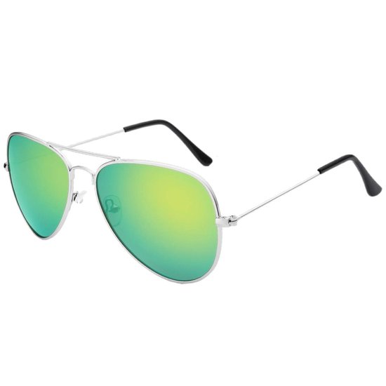 Fako Sunglasses® - Kinder Pilotenbril - Piloot Zonnebril - Jongens Zonnebril - Meisjes Zonnebril - Zilver - Groen van Fako Sunglasses®