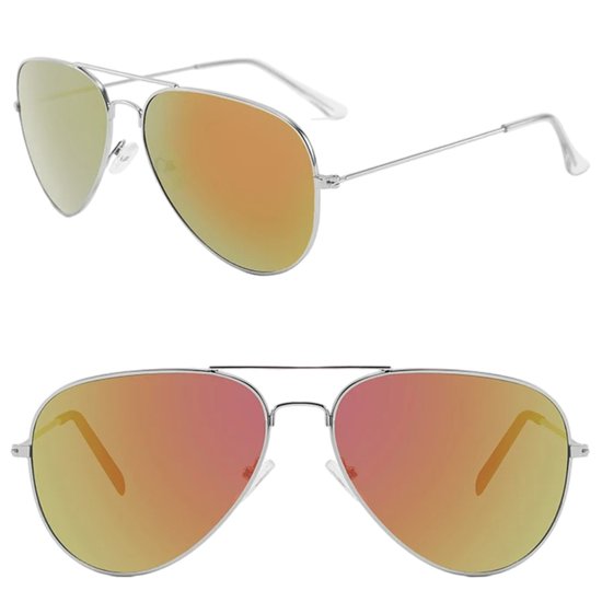 Fako Sunglasses® - Kinder Pilotenbril - Piloot Zonnebril - Jongens Zonnebril - Meisjes Zonnebril - Zilver - Rood van Fako Sunglasses®