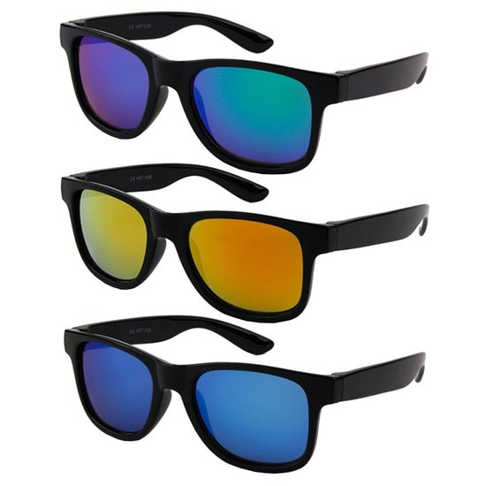 Fako Sunglasses Kinder Zonnebrillen Set - Blauw - Rood - Groen - 3 Stuks van Fako