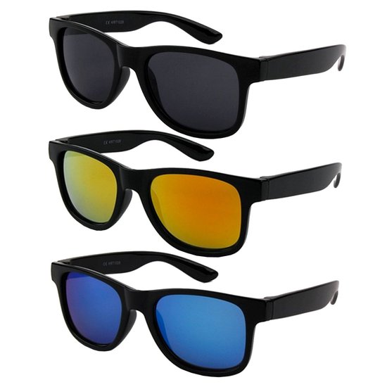 Fako Sunglasses Kinder Zonnebrillen Set - Zwart - Blauw - Rood - 3 Stuks van Fako
