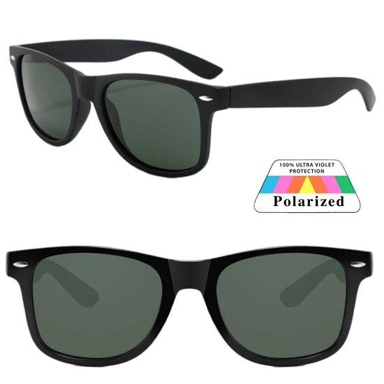 Fako Sunglasses® - Zonnebril Classic Polarised - Polariserend - Gepolariseerd - Polarized - Heren Zonnebril - Dames Zonnebril - Mat Zwart - Donkergroen van Fako Sunglasses®