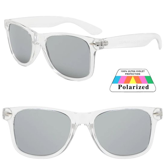 Fako Sunglasses® - Zonnebril Classic Polarised - Polariserend - Gepolariseerd - Polarized - Heren Zonnebril - Dames Zonnebril - Transparant - Zilver van Fako Sunglasses®