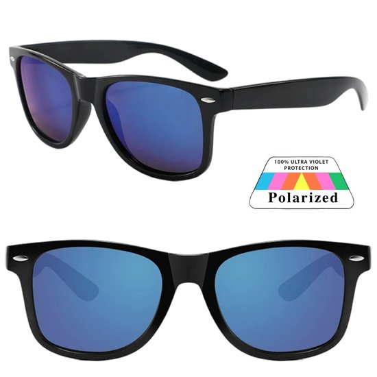 Fako Sunglasses® - Zonnebril Classic Polarised - Polariserend - Gepolariseerd - Polarized - Heren Zonnebril - Dames Zonnebril - Zwart - Blauw Spiegel van Fako Sunglasses®
