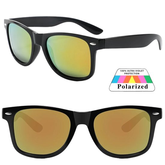 Fako Sunglasses® - Zonnebril Classic Polarised - Polariserend - Gepolariseerd - Polarized - Heren Zonnebril - Dames Zonnebril - Zwart - Rood Spiegel van Fako Sunglasses®