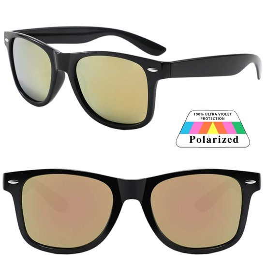 Fako Sunglasses® - Zonnebril Classic Polarised - Polariserend - Gepolariseerd - Polarized - Heren Zonnebril - Dames Zonnebril - Zwart - Roze Spiegel van Fako Sunglasses®
