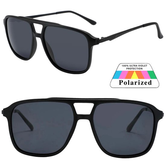 Fako Sunglasses® - Zonnebril Vierkant - Polariserend - Polarized Zonnebril - Heren Zonnebril - Dames Zonnebril - Model Jack - Zwart van Fako Sunglasses®