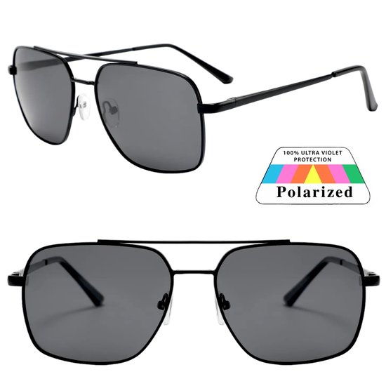 Fako Sunglasses® - Zonnebril Vierkant - Polariserend - Polarized Zonnebril - Heren Zonnebril - Dames Zonnebril - Model Stephan - Zwart van Fako Sunglasses®