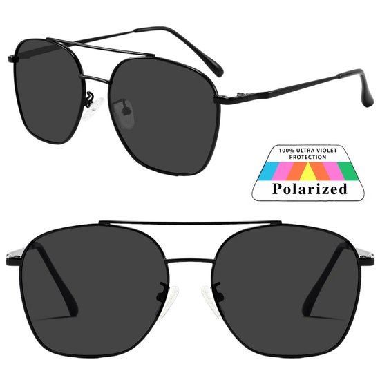 Fako Sunglasses® - Zonnebril Vierkant - Polariserend - Polarized Zonnebril - Heren Zonnebril - Dames Zonnebril - Model Tom - Zwart van Fako Sunglasses®