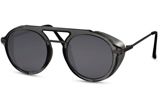 Famenta Futuristic - Heren Zonnebril - Zwart - Ronde Glazen - UV400 Bescherming van Famenta