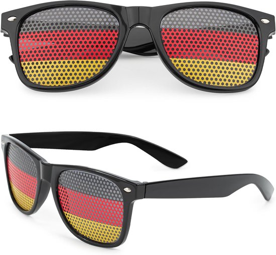 Fanartikel Duitsland, Voetbal Em Fanartikel, 2 stuks zonnebril met Duitse design, Duitse bril, zonnebril Duitsland fanartikelen voor Em Deutschland fan (Duitsland)