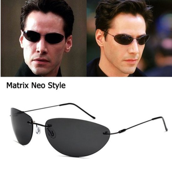 Fashion Escape The Matrix Neo Stijl Gepolariseerde Zonnebril Ultralight Randloze Tate Mannen Design Zonnebril van Merkloos