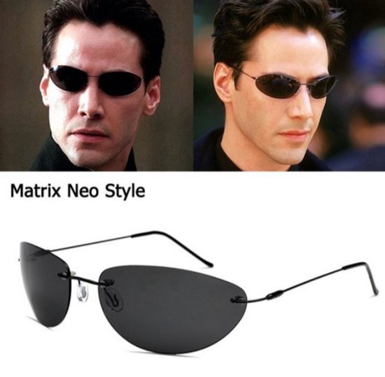 Fashion Escape The Matrix Neo Stijl Gepolariseerde Zonnebril Ultralight Randloze Tate Mannen Design Zonnebril