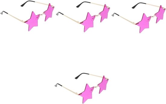 Feest Zonnebrillen - Grappige Brillen - Verkleedfeest Accessoires - Stervormig Randloos Design - 5 Paren - Gekleurd